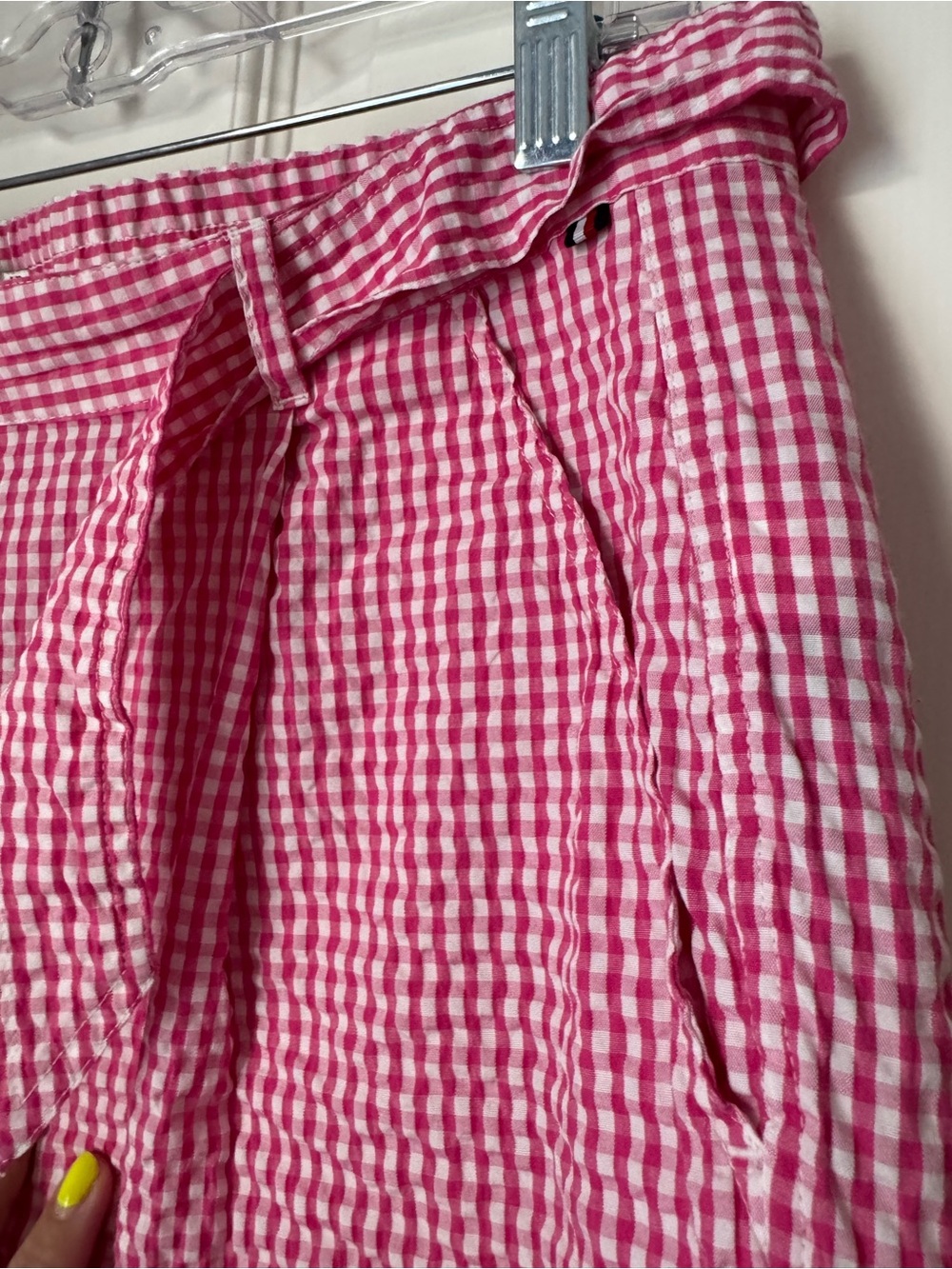 Tommy Hilfiger Pink Gingham Paperbag Waist Cropped Pants - Picture 5 of 8